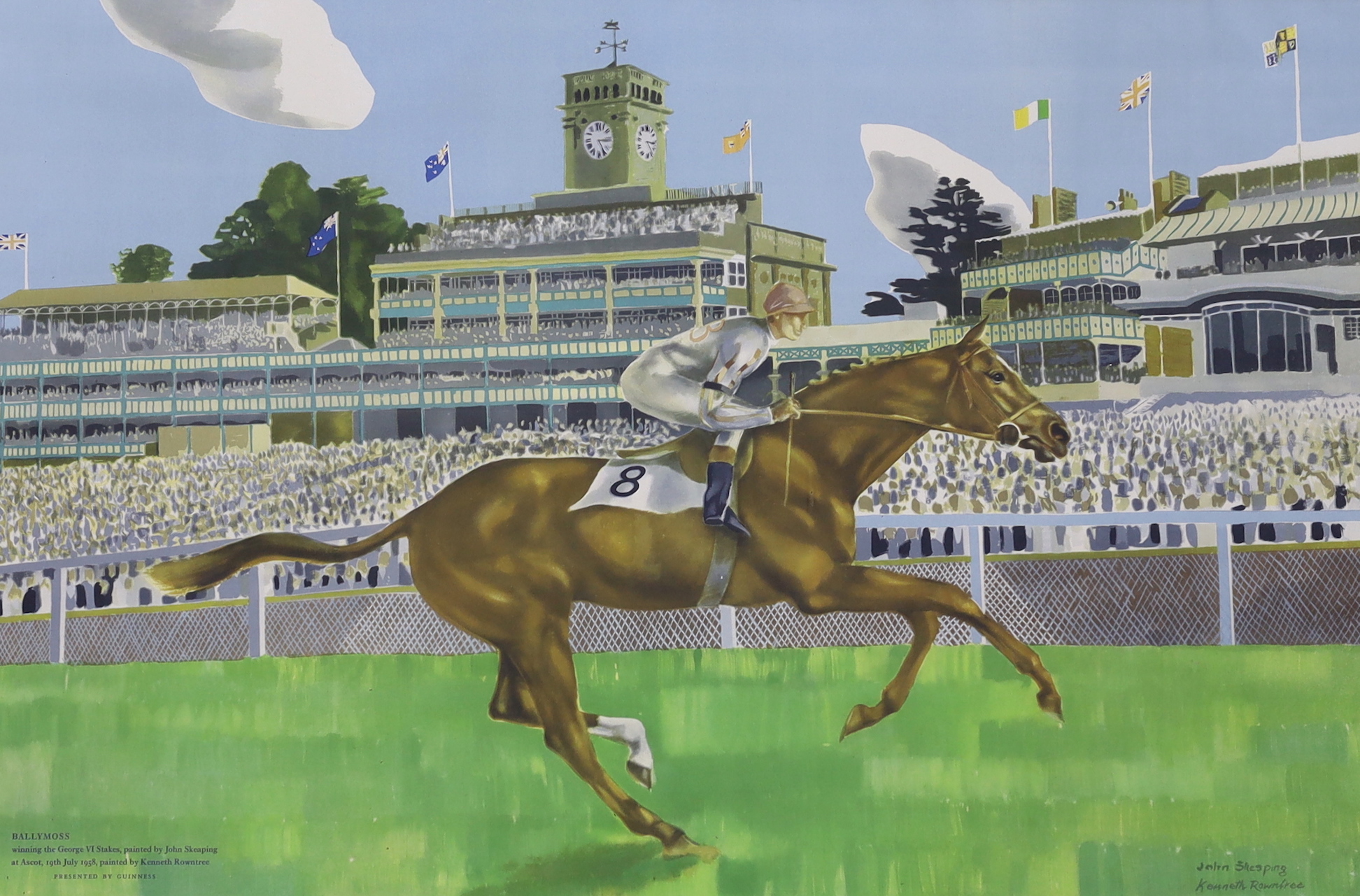 John Skeaping (1901-1980) A Guinness Sporting Print, colour lithograph, Ballymoss winning George VI stakes, printed by Curwen Press, 72 x 49cm
